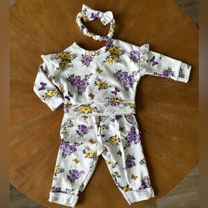 Floral Baby Outfit with Headband